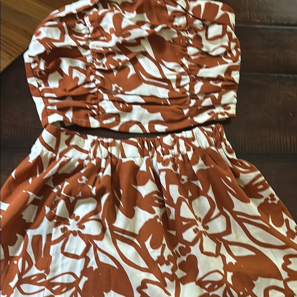 Sugarlips Orange and White Strapless Cocktail Dress